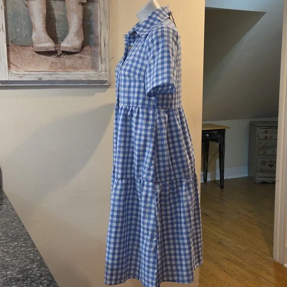 Emery Rose Gingham Button-Down Dress - Picture 5 of 12